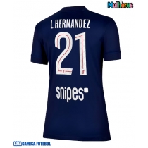 Camisa de Futebol Paris Saint-Germain Lucas Hernandez #21 Equipamento Principal Mulheres 2025-26 Manga Curta